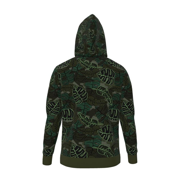 Men's Hoodie - Camo Leaves - Dark Green