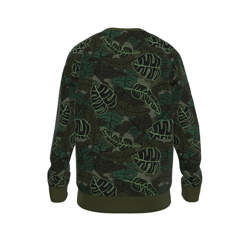 Men's Lightweight Sweater - Camo Leaves - Dark Green