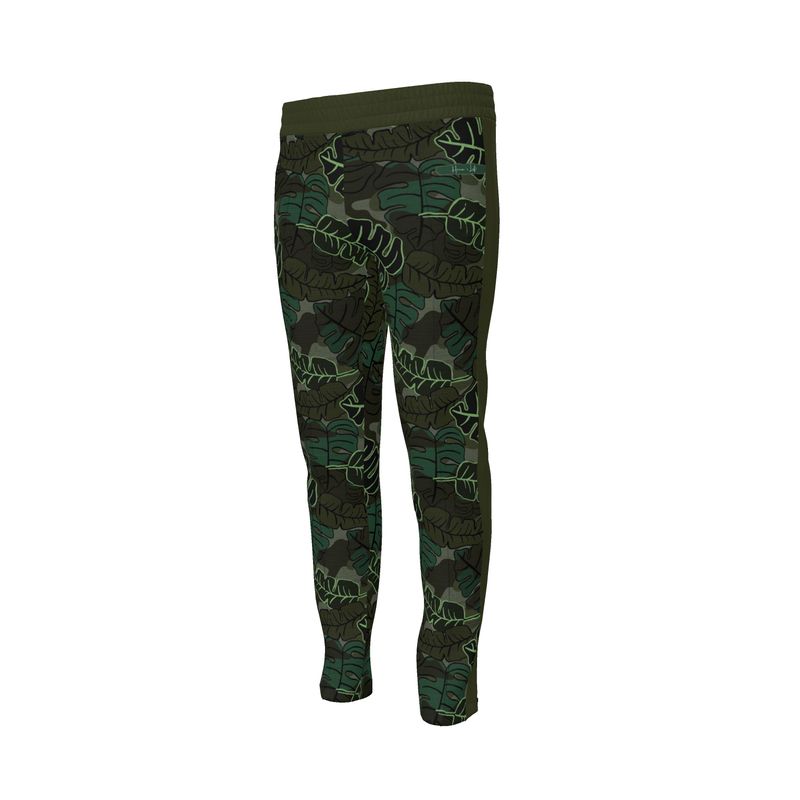 Men's Track Pants - Camo Leaves - Dark Green