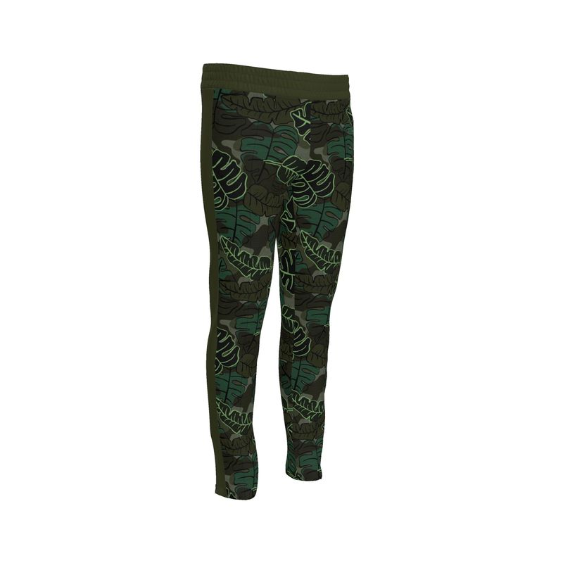 Men's Track Pants - Camo Leaves - Dark Green