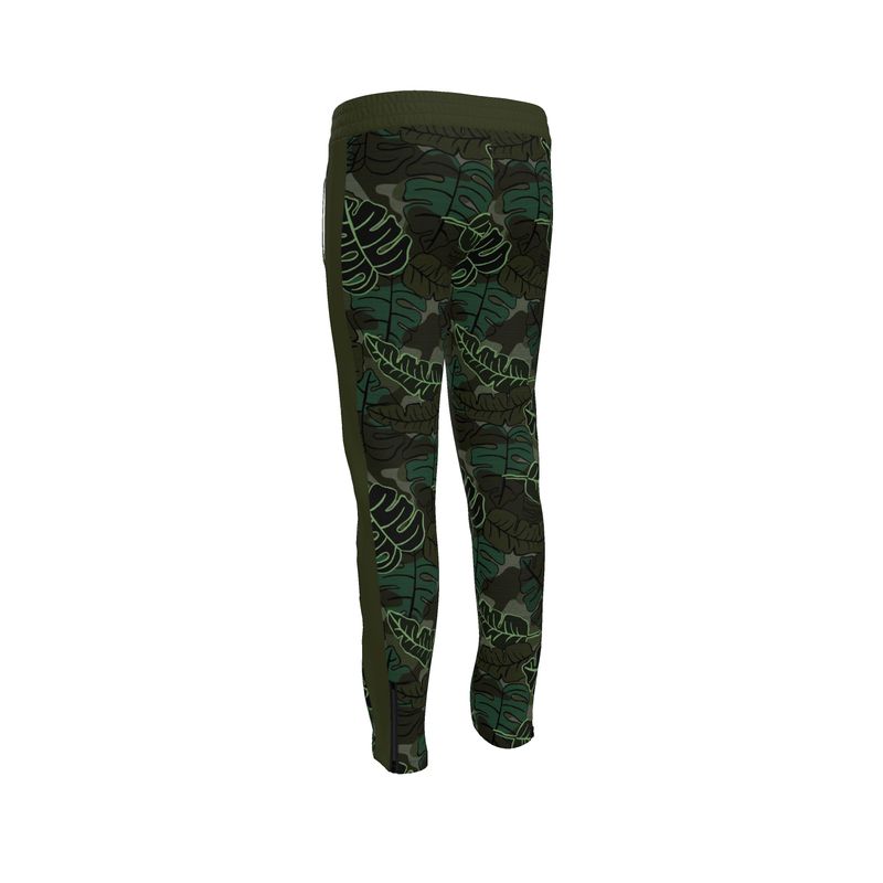 Men's Track Pants - Camo Leaves - Dark Green