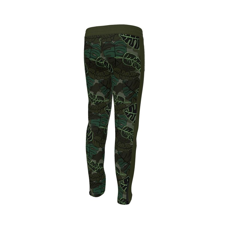 Men's Track Pants - Camo Leaves - Dark Green