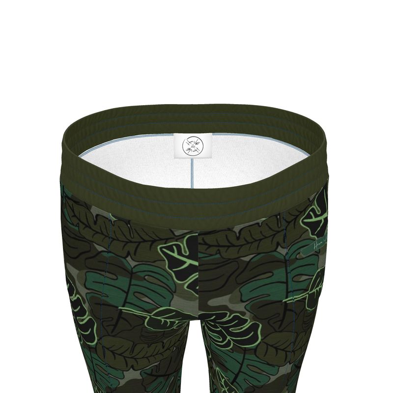 Men's Track Pants - Camo Leaves - Dark Green