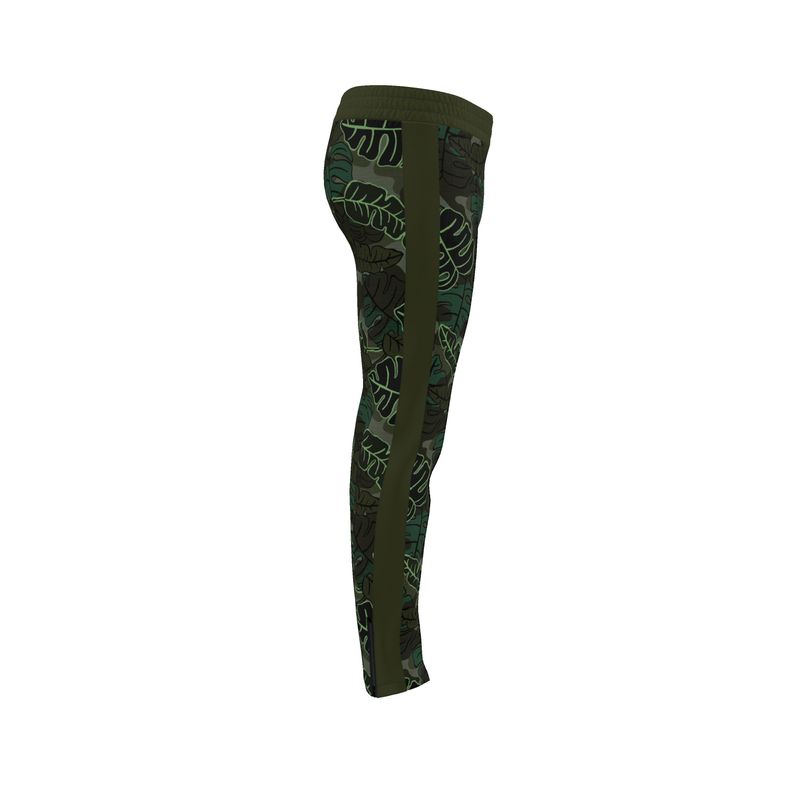 Men's Track Pants - Camo Leaves - Dark Green