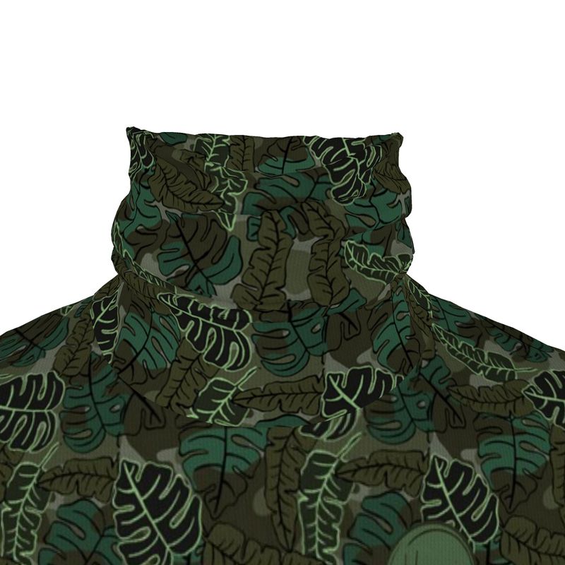 Men’s High-Roll Turtleneck - Camo Leaves - Dark Green
