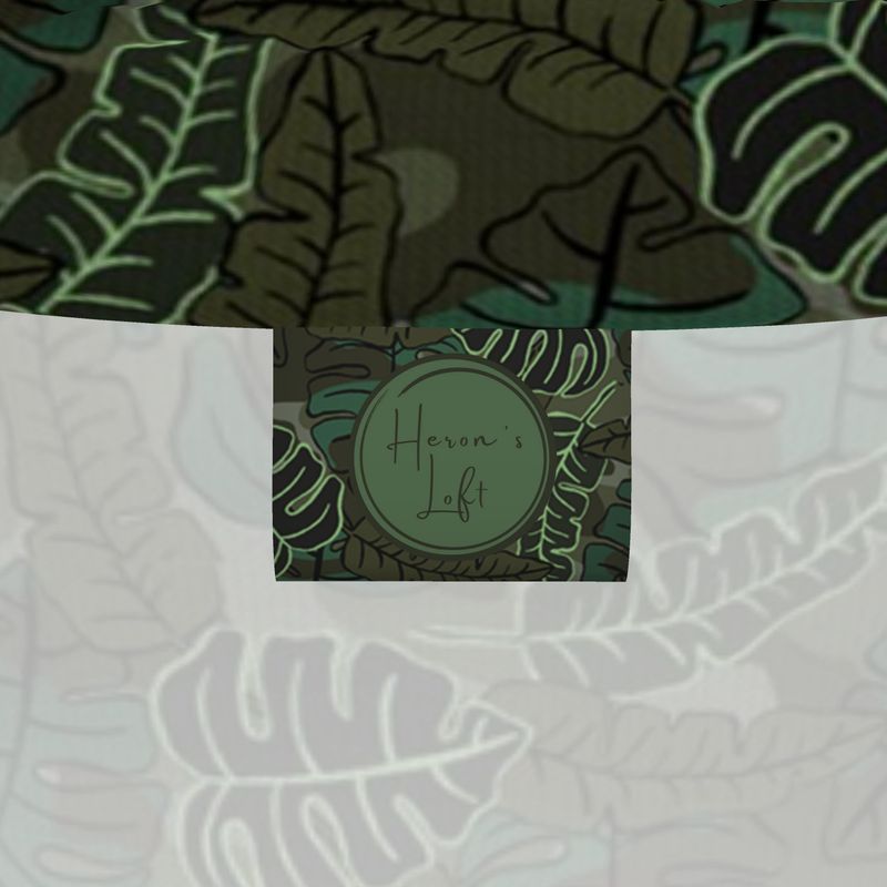 Men’s High-Roll Turtleneck - Camo Leaves - Dark Green