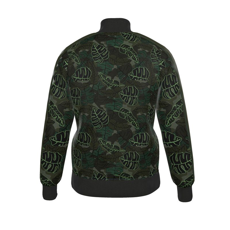 Men's Track Jacket - Camo Leaves - Dark Green