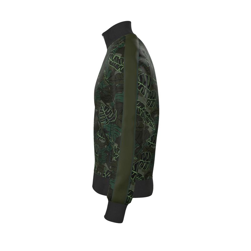 Men's Track Jacket - Camo Leaves - Dark Green