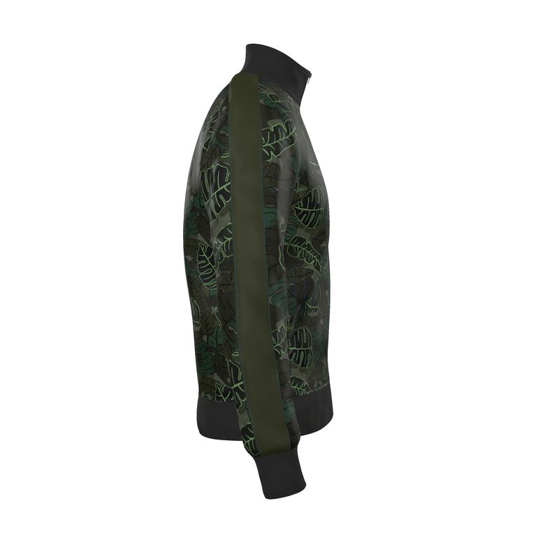 Men's Track Jacket - Camo Leaves - Dark Green