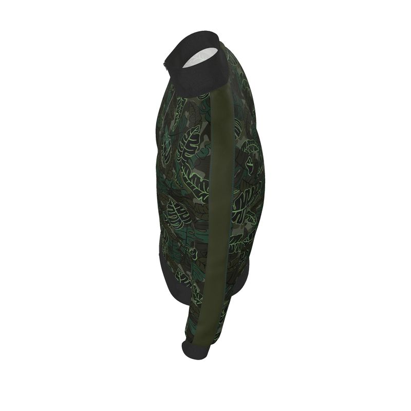 Men's Track Jacket - Camo Leaves - Dark Green