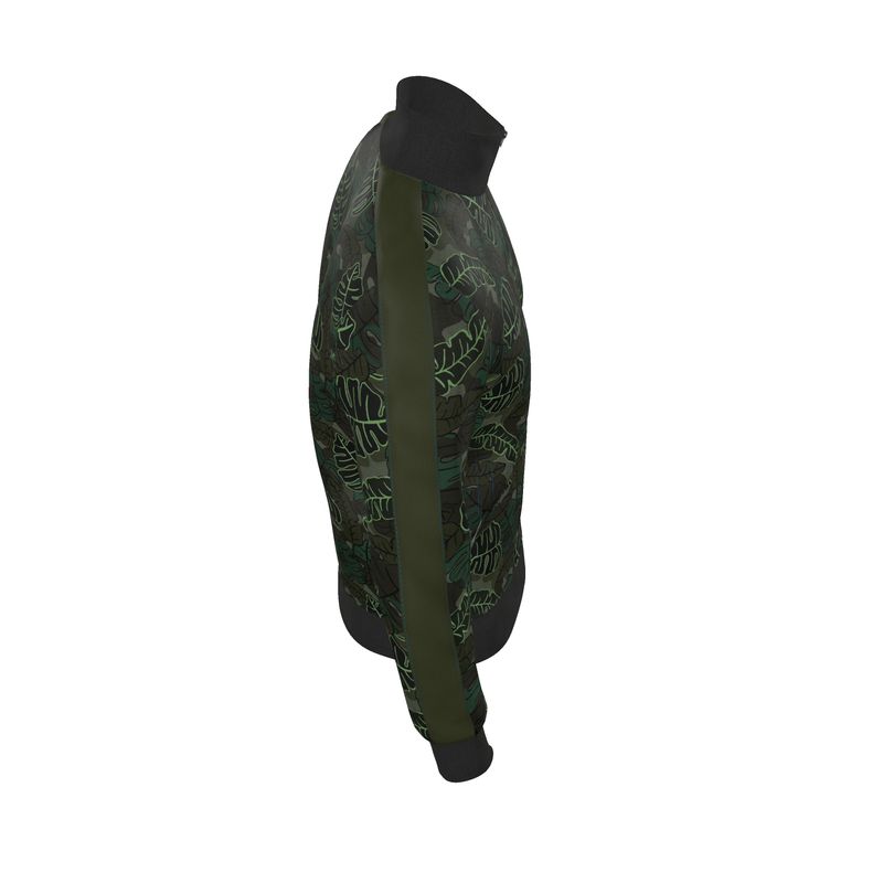 Men's Track Jacket - Camo Leaves - Dark Green