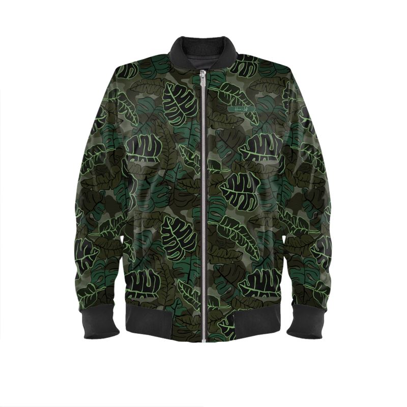 Men's Reversible Bomber Jacket - Camo Leaves - Dark & Light