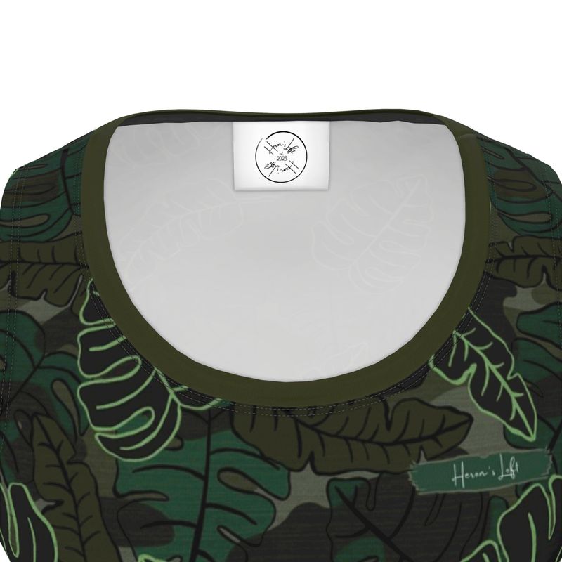 Men’s Hybrid Tank Top - Camo Leaves - Dark Green