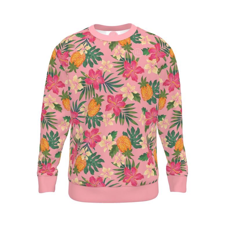 Women's Lightweight Sweater - Pineapple Paradise - Hibiscus Blush