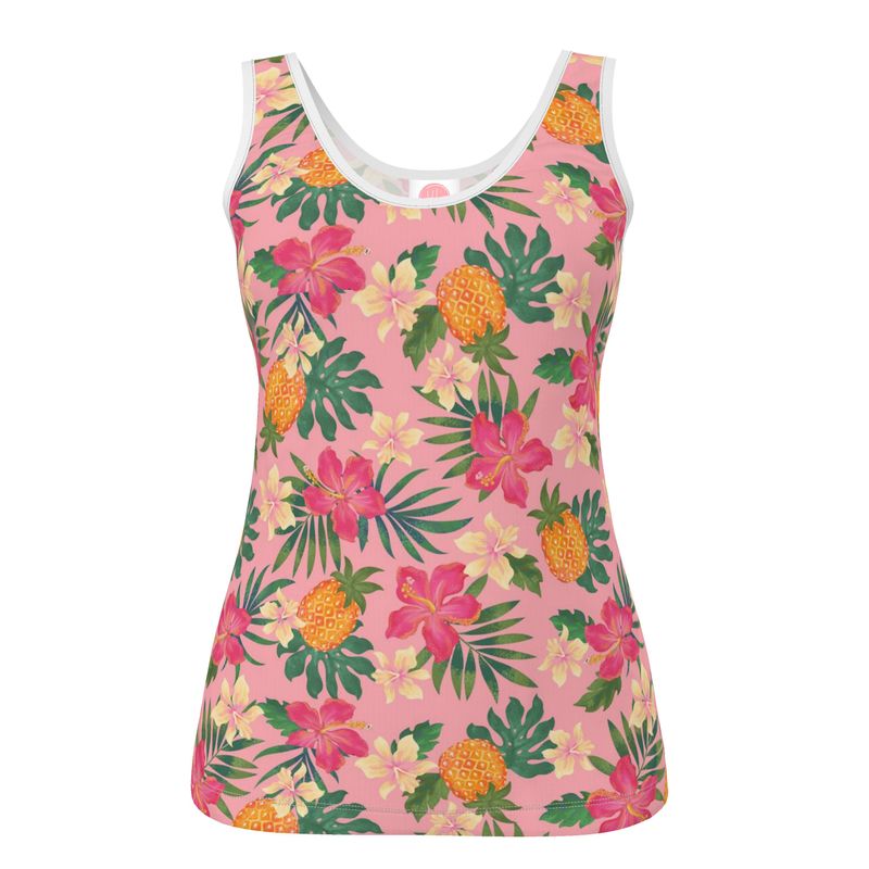 Women’s Tank Top - Pineapple Paradise - Hibiscus Blush