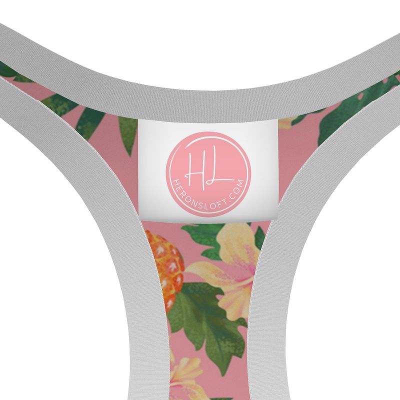 Women’s Low-Intensity Sports Bra - Pineapple Paradise - Hibiscus Blush