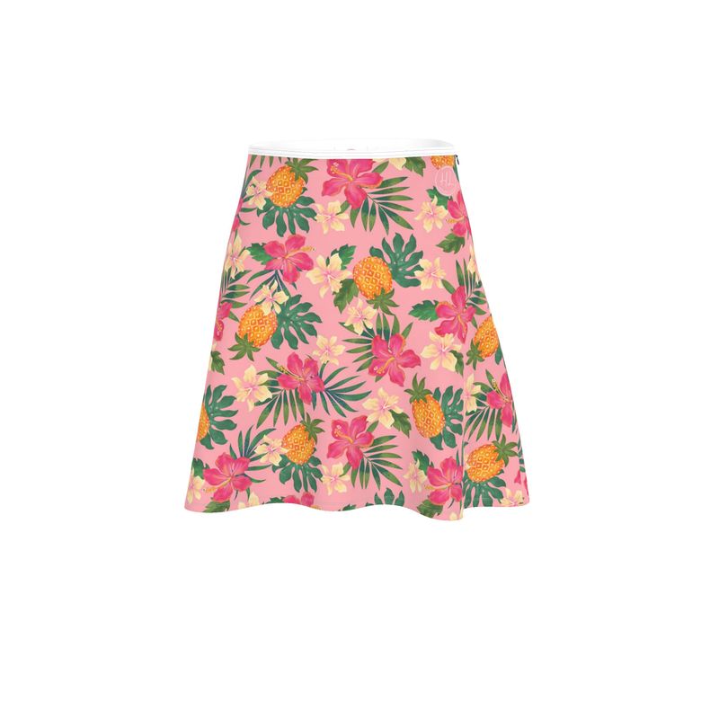 Women’s Skater Skirt - Pineapple Paradise - Hibiscus Blush