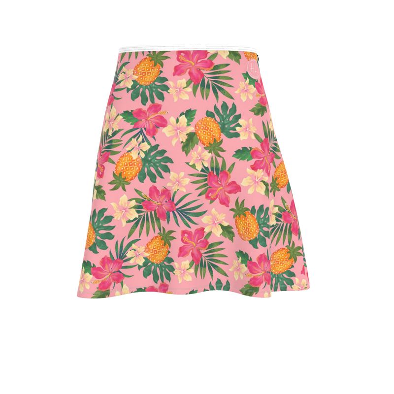 Women’s Skater Skirt - Pineapple Paradise - Hibiscus Blush
