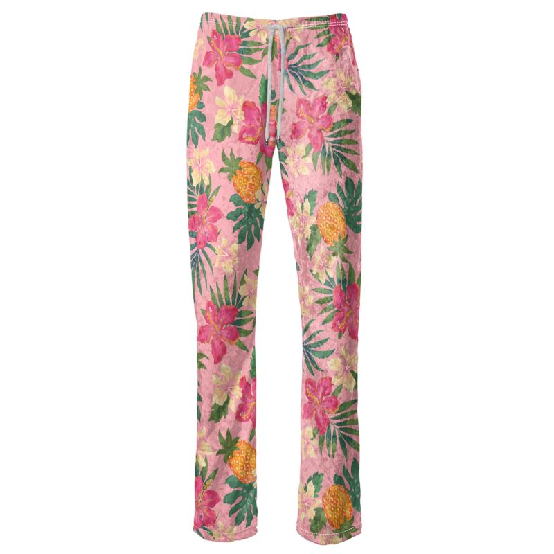 Women’s Wide-Leg Pants - Pineapple Paradise - Hibiscus Blush