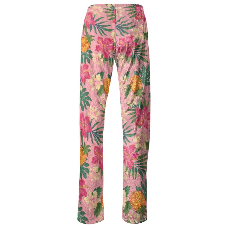 Women’s Wide-Leg Pants - Pineapple Paradise - Hibiscus Blush