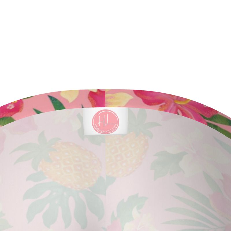 Women’s Mid-Rise Capri-Length Leggings - Pineapple Paradise - Hibiscus Blush