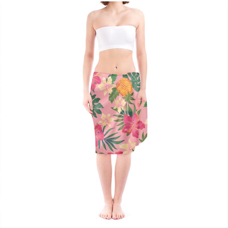 Women’s Sarong - Pineapple Paradise - Hibiscus Blush