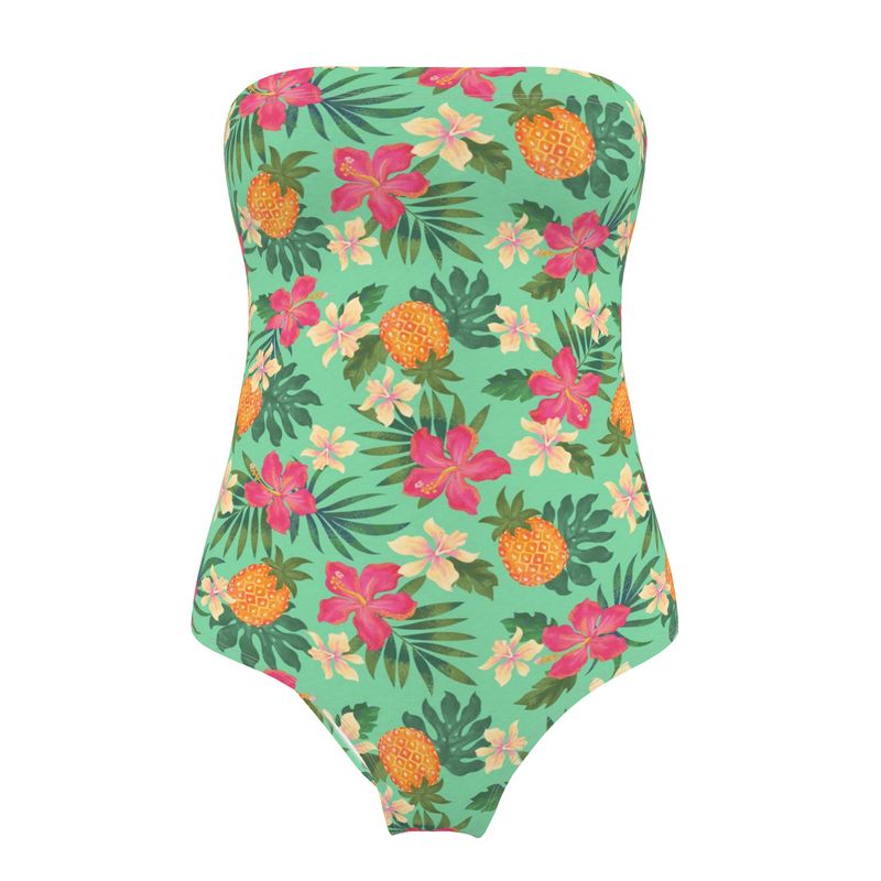 Women’s Strapless Swimsuit - Pineapple Paradise - Canopy Mint