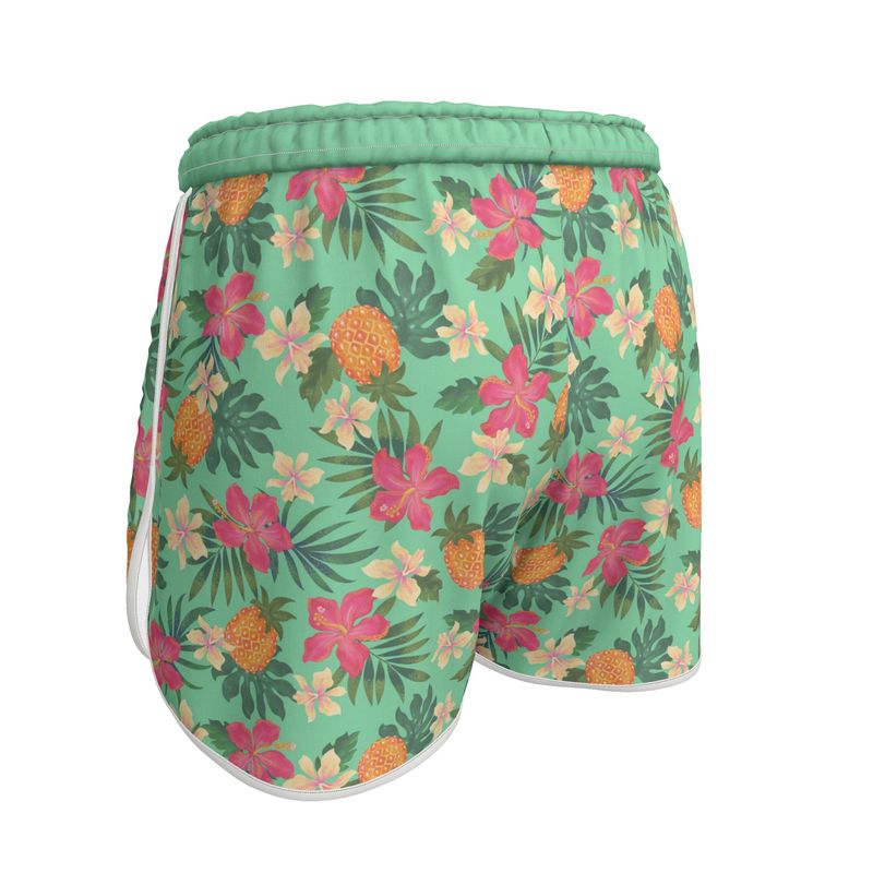 Women’s Athletic Shorts - Pineapple Paradise - Canopy Mint