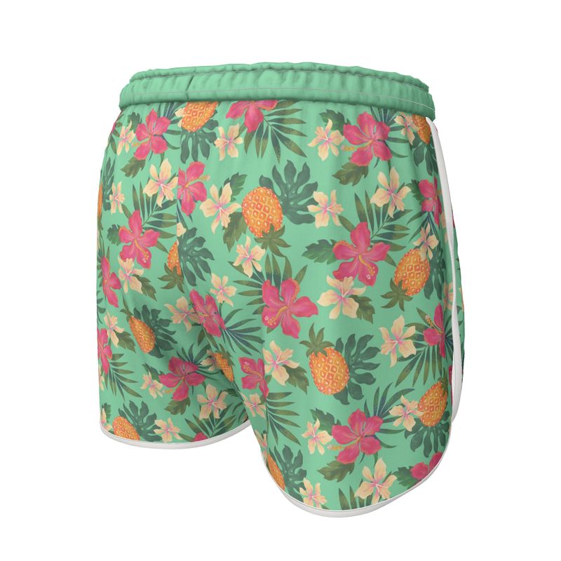 Women’s Athletic Shorts - Pineapple Paradise - Canopy Mint