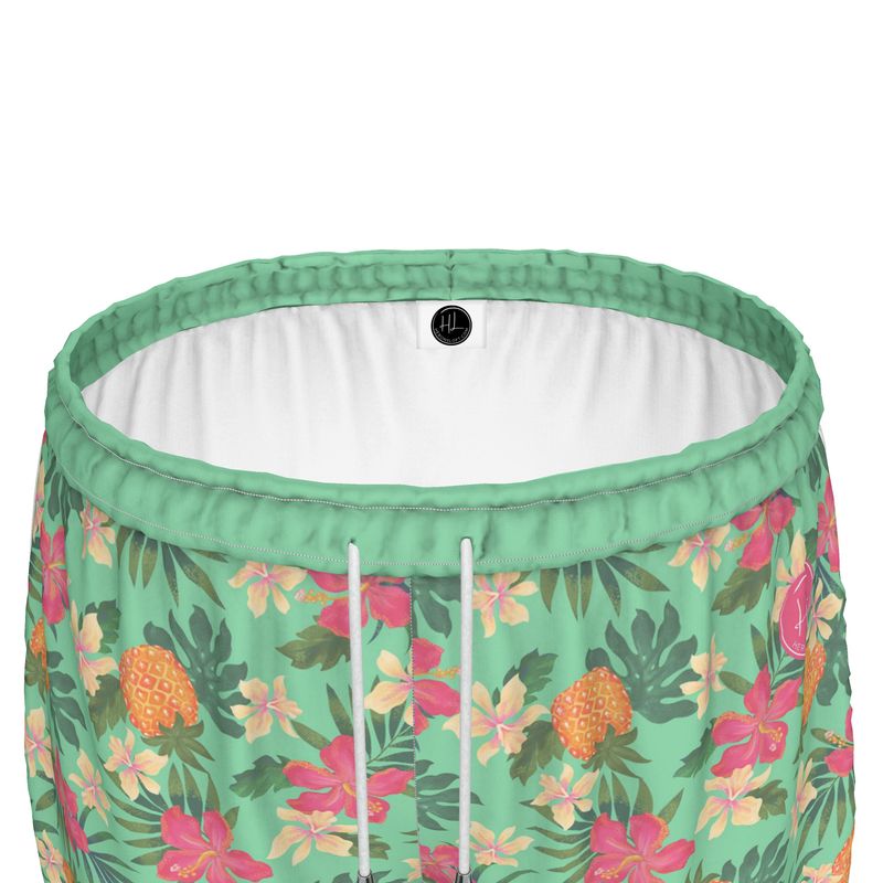 Women’s Athletic Shorts - Pineapple Paradise - Canopy Mint