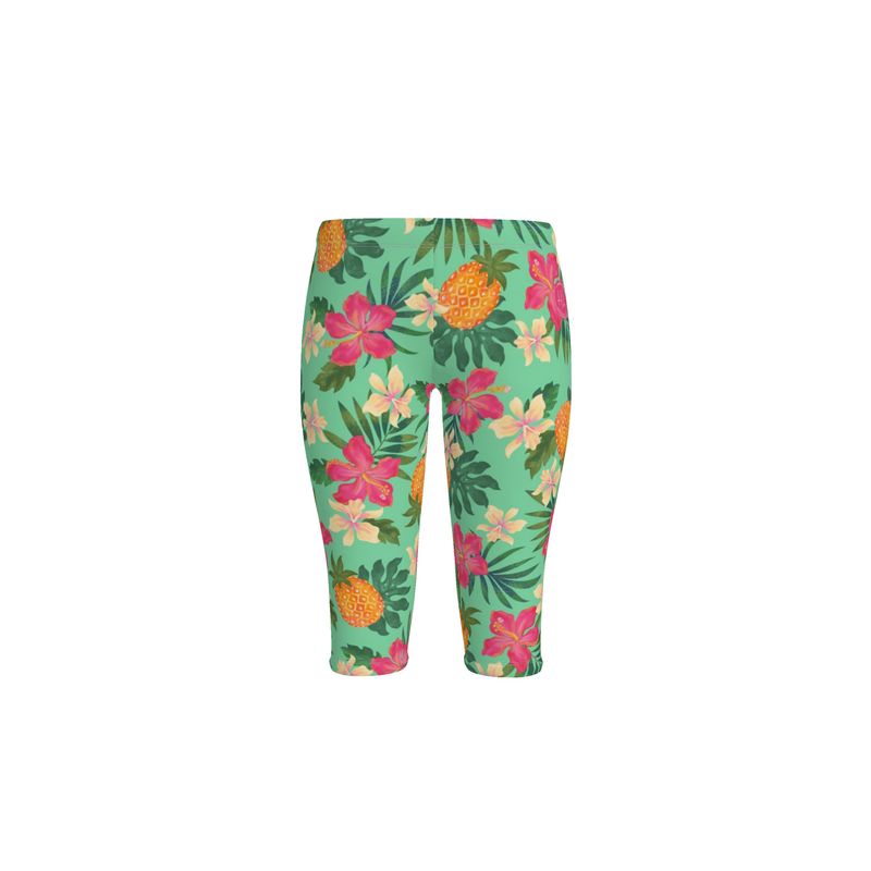 Women’s Mid-Rise ¾ Length Leggings - Pineapple Paradise - Canopy Mint