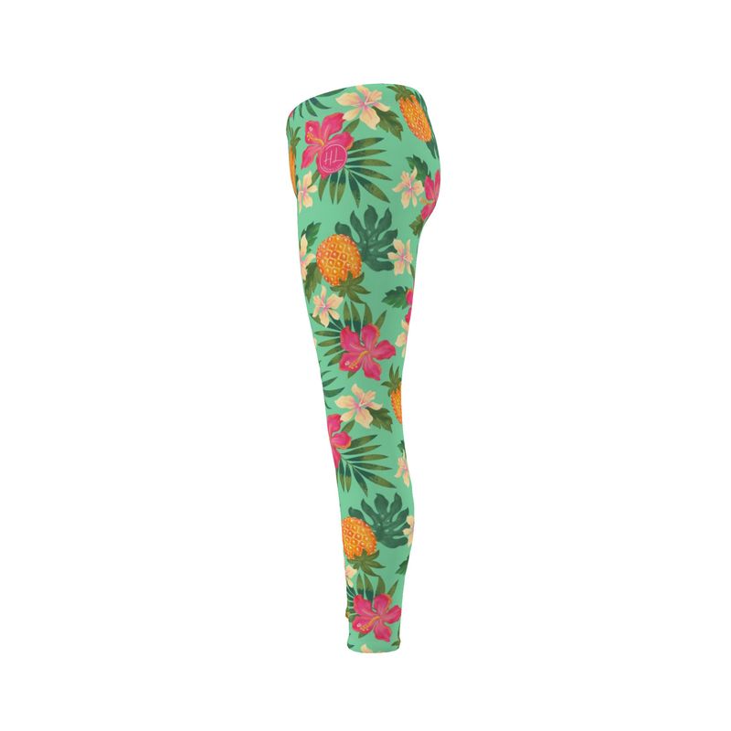 Women’s Mid-Rise Full-Length Leggings - Pineapple Paradise - Canopy Mint