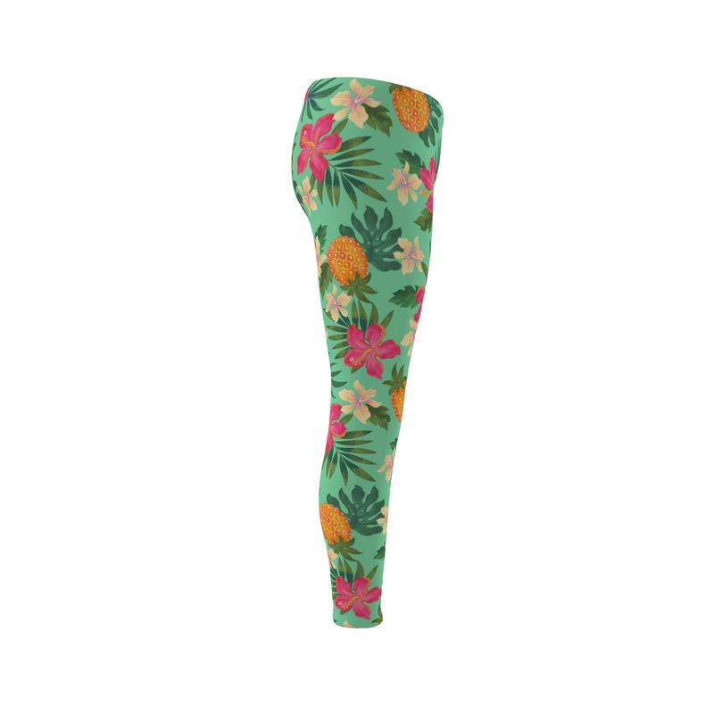 Women’s Mid-Rise Full-Length Leggings - Pineapple Paradise - Canopy Mint