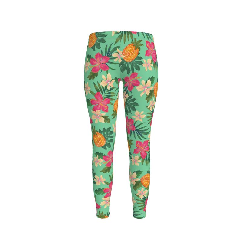Women’s Mid-Rise Full-Length Leggings - Pineapple Paradise - Canopy Mint