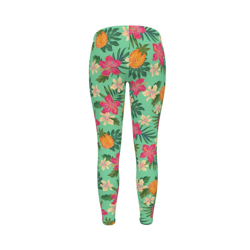 Women’s Mid-Rise Full-Length Leggings - Pineapple Paradise - Canopy Mint