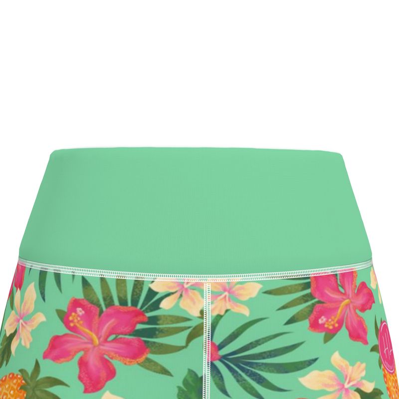 Women’s High-Waist Sports Leggings - Pineapple Paradise - Canopy Mint