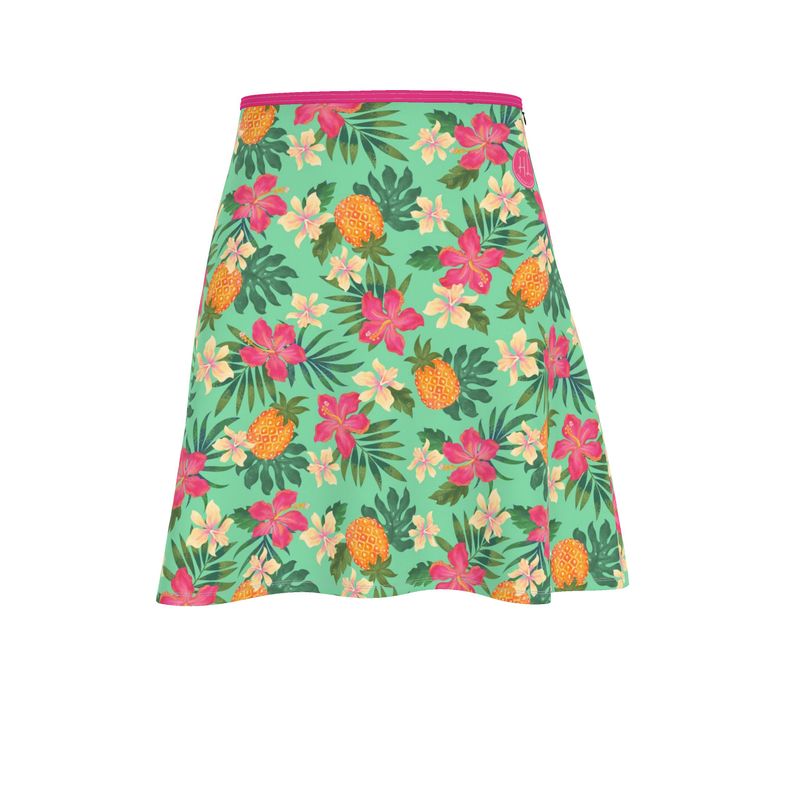 Women’s Skater Skirt  - Pineapple Paradise - Canopy Mint