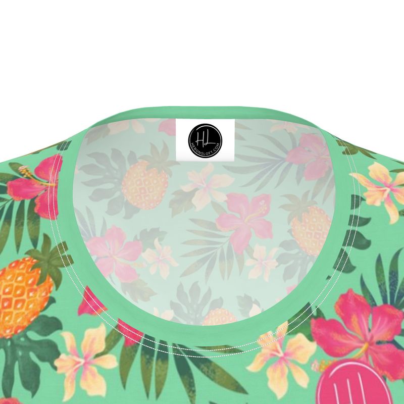 Women's Athletic Crew Neck T-Shirt - Slim Fit - Pineapple Paradise - Canopy Mint