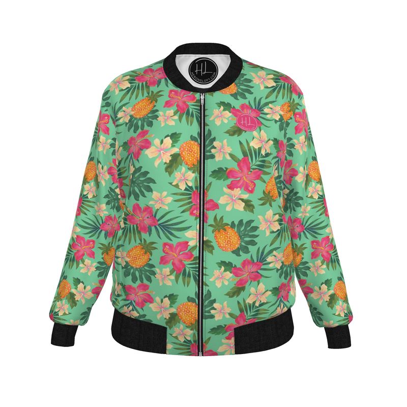Women's Bomber Jacket - Pineapple Paradise - Canopy Mint