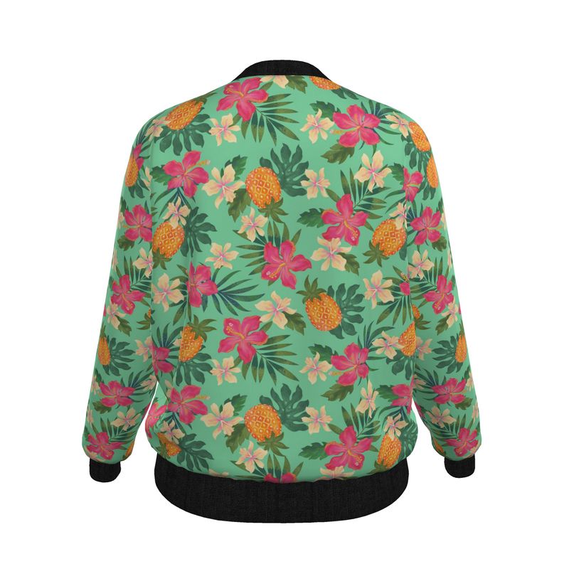 Women's Bomber Jacket - Pineapple Paradise - Canopy Mint