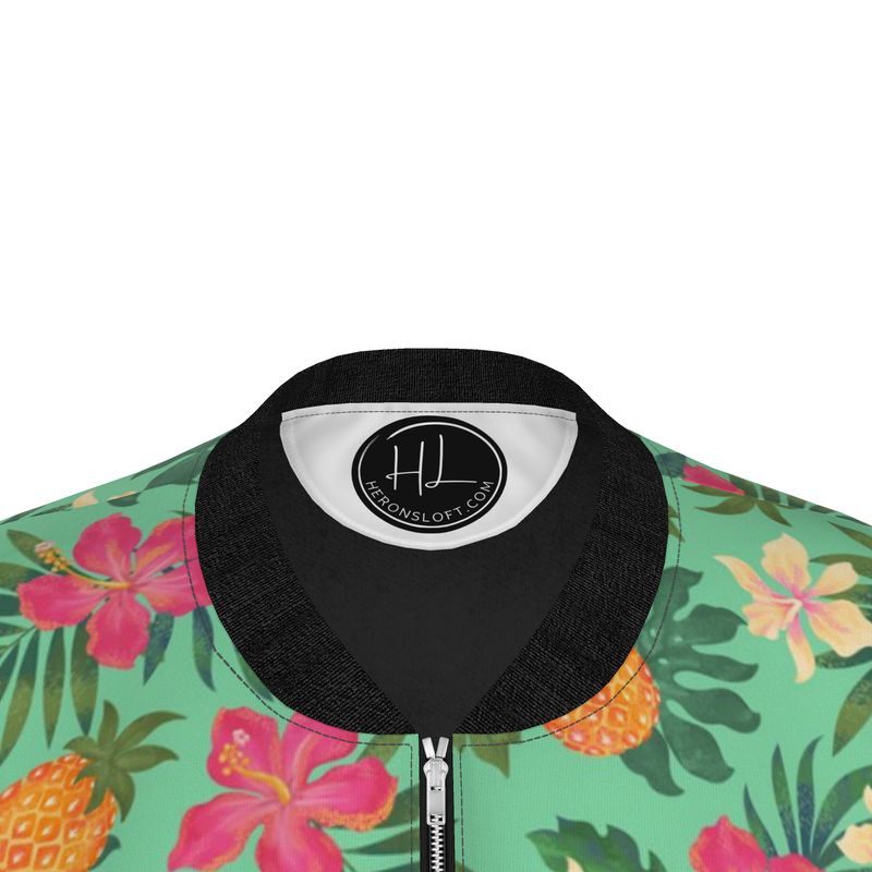 Women's Bomber Jacket - Pineapple Paradise - Canopy Mint