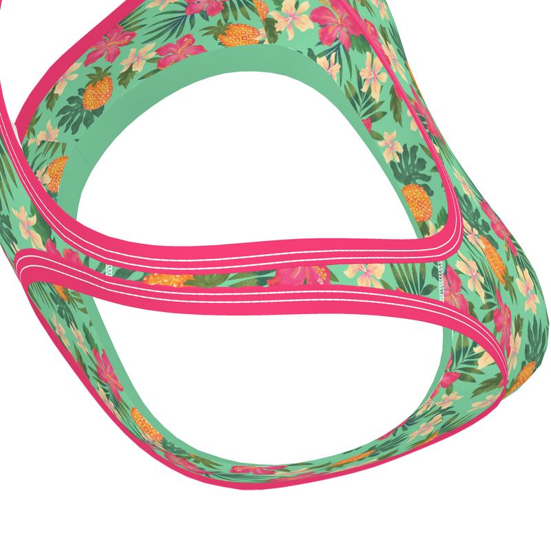 Women's Low Intensity Sports Bra - Pineapple Paradise - Canopy Mint