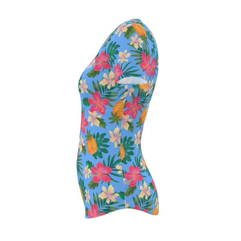 Women's Athletic Crew Neck T-Shirt - Slim Fit - Pineapple Paradise - Island Breeze