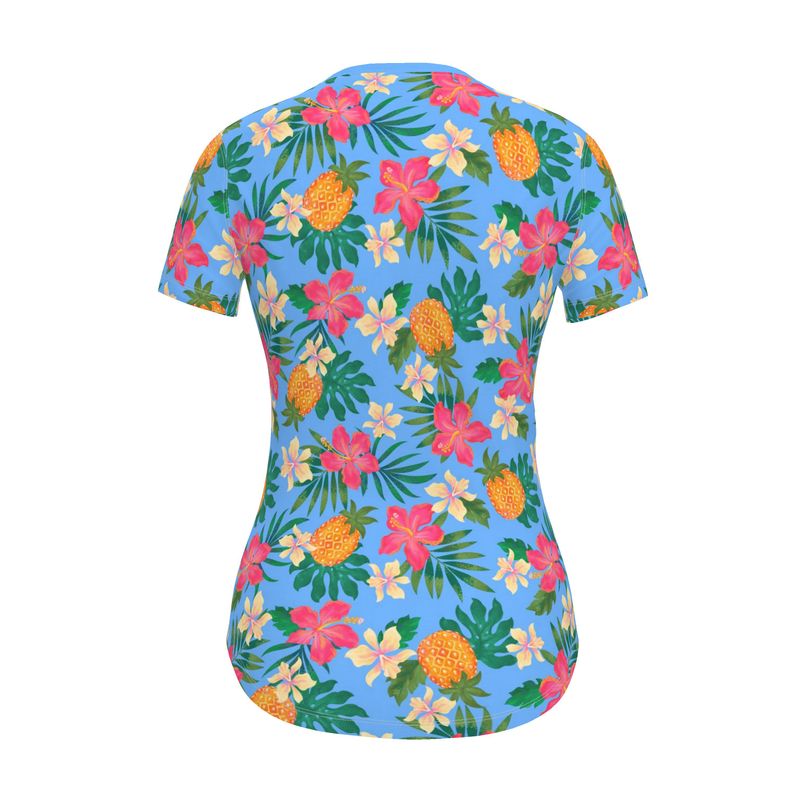 Women's Athletic Crew Neck T-Shirt - Slim Fit - Pineapple Paradise - Island Breeze