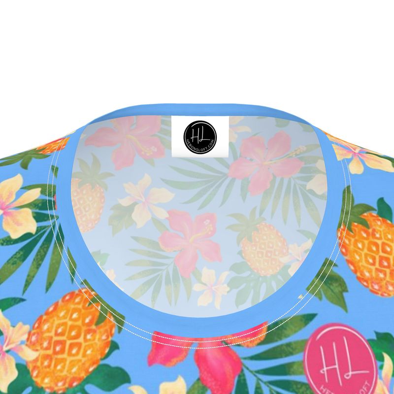 Women's Athletic Crew Neck T-Shirt - Slim Fit - Pineapple Paradise - Island Breeze