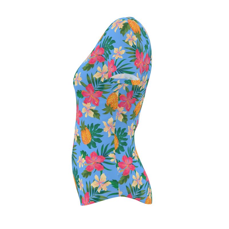 Women's Athletic V-Neck T-Shirt - Slim Fit - Pineapple Paradise - Island Breeze