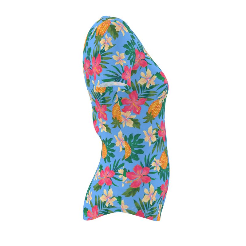 Women's Athletic V-Neck T-Shirt - Slim Fit - Pineapple Paradise - Island Breeze