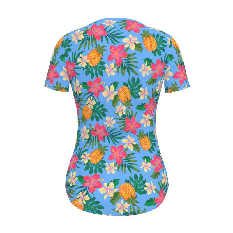 Women's Athletic V-Neck T-Shirt - Slim Fit - Pineapple Paradise - Island Breeze