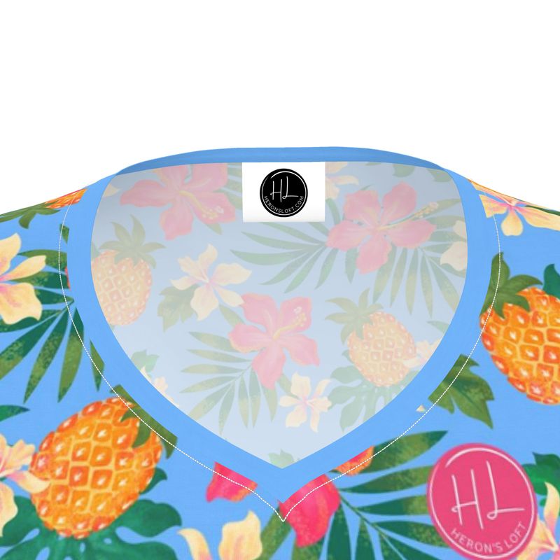 Women's Athletic V-Neck T-Shirt - Slim Fit - Pineapple Paradise - Island Breeze
