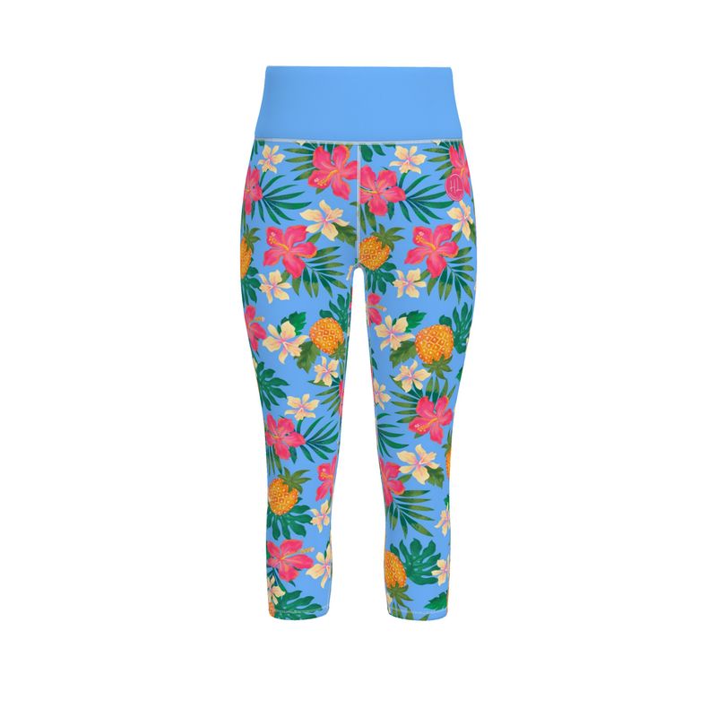 Women's High-Waist Sports Leggings - Pineapple Paradise - Island Breeze